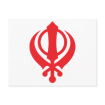 Sikh Khanda Red Post Card