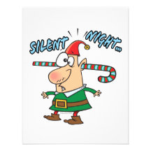 silent night elf ear candy cane stuffed humour invitations