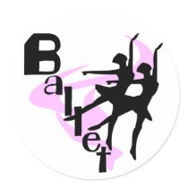 Silhouette Ballet T-shirts and Gifts Round Stickers