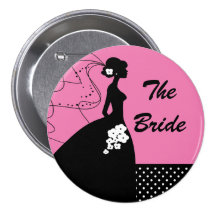 Silhouette Bride Bridal Party  Button / Pin