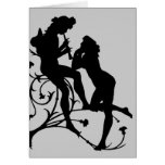 Silhouette Couple Music Lovers Greeting Card