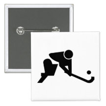 Silhouette Field Hockey Pinback Buttons