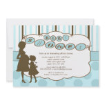Silhouette Mum Baby Shower Baby Boy Blue Brown Announcement