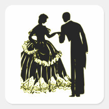 Silhouette of a Couple in Love Square Stickers