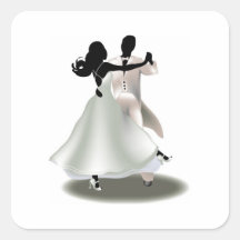 Silhouette of a Dancing Couple Square Stickers