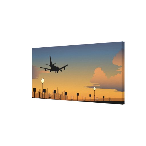 Silhouette of an aeroplane in flight canvas print