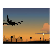 Silhouette of an aeroplane in flight postcard
