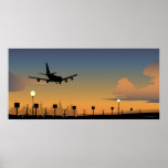 Silhouette of an aeroplane in flight poster