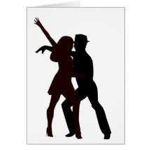 Silhouette of Salsa Dancers Greeting Cards