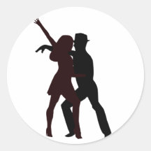 Silhouette of Salsa Dancers Round Stickers
