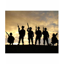 Silhouette of Soldiers in 101st Airborne Division T Shirts
