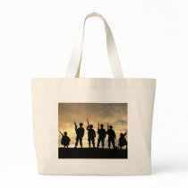 Silhouette of Soldiers in 101st Airborne Division Tote Bags
