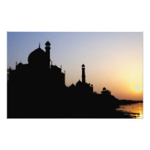 Silhouette of The Taj Mahal at sunset, Agra, Art Photo