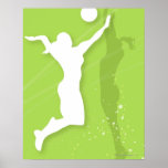Silhouette of two women playing volleyball print