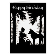 Silhouette Red Riding Hood Wolf Woods Birthday Card