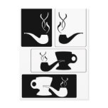 Silhouette Smoking Pipes and cups postcards