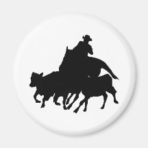 Silhouettes - Horses - Team Penning Magnet
