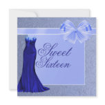 Silk Blue Dress & Bow Birthday Invitation