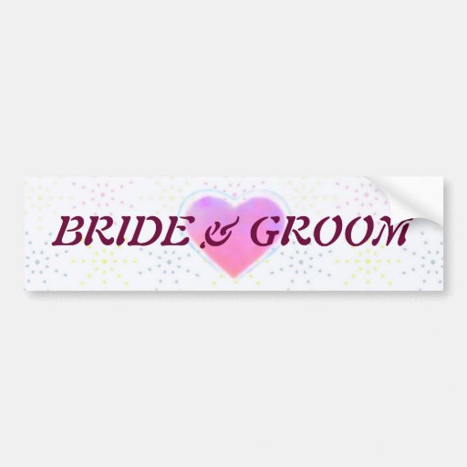 Silktones Dotty White Wedding Bumper Stickers