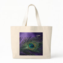 Silky Purple Peacock Feather Tote Bag
