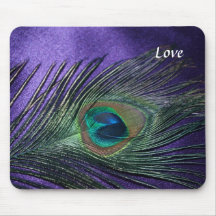 Silky Purple Peacock Feather Mouse Mats