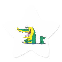 silly alligator crocodile cartoon character star sticker