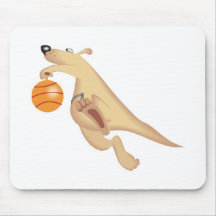 silly basketball playing kangaroo mouse mats