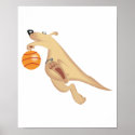 silly basketball playing kangaroo posters