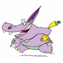 silly bikini beach hippo cartoon photo sculpture