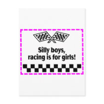 Silly Boys Racing Is For Girls Post Cards