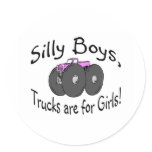 Silly Boys Trucks Are For Girl Pink Truck stickers