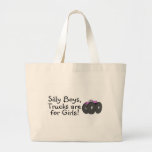 Silly Boys Trucks Are For Girls Pink Canvas Bag