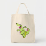 silly bright dancing dino dinosaur cartoon canvas bags