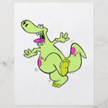 silly bright dancing dino dinosaur cartoon flyer