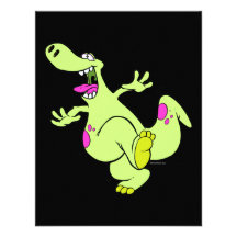 silly bright dancing dino dinosaur cartoon personalized invite