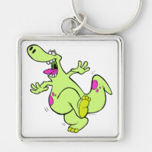 silly bright dancing dino dinosaur cartoon key chains