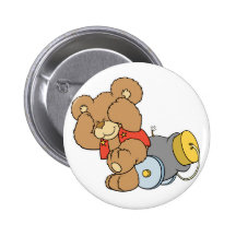 Silly Cannon Teddy Bear Pinback Buttons