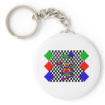 Silly chequered background clown keychains