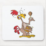 silly chicken holding bucket of chicken drumsticks mousepads