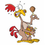 silly chicken holding bucket of chicken drumsticks photo sculptures