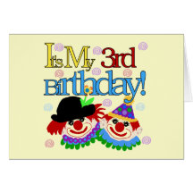 Silly Clowns 3rd Birthday Tshirts and Gifts Greeting Cards