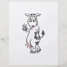 silly cow drinking milk flyer design