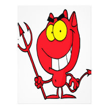 silly cute cartoon devil with pitchfork personalised announcement