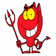 silly cute cartoon devil with pitchfork acrylic cut outs