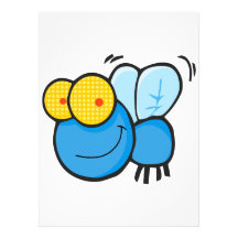 silly cute cartoon fly character announcements
