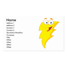 silly cute cartoon lightning bolt character business card