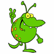 silly cute cartoon peace gesture alien dude acrylic cut out