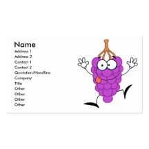 silly cute funny purple grapes cartoon character business cards