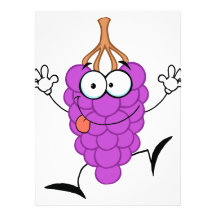 silly cute funny purple grapes cartoon character personalized invitation