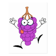 silly cute funny purple grapes cartoon character post cards